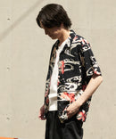 接触冷感 総柄 アロハシャツ レーヨン100% オープンカラー 開襟 ストリート モード カジュアル 夏服  UNIIT ユニット