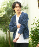 【KAITEKI+】ドライタッチ 吸水 速乾 ストレッチ イージーケア ドライリップル ボタン カーディガン  快適 カイテキ