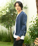 【KAITEKI+】ドライタッチ 吸水 速乾 ストレッチ イージーケア ドライリップル ボタン カーディガン  快適 カイテキ