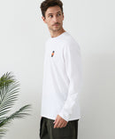 【汗染みの目立ちにくいTシャツ ZEROSTAIN/ゼロステイン】アニマル胸ワンポイント刺繍 ビッグシルエット ロンT 防汚 UVカット