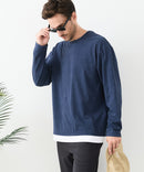 【汗染みの目立ちにくいTシャツ ZEROSTAIN/ゼロステイン】フェイクレイヤードBIGロンT 防汚 UVカット