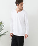 【汗染みの目立ちにくいTシャツ ZEROSTAIN/ゼロステイン】キーネック ロンT 防汚 UVカット