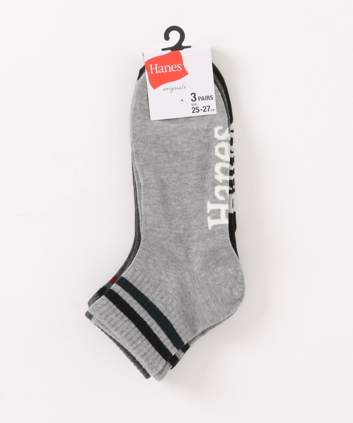 HANES/ヘインズ】ノンパイル クォーターレングスラインソックス 3足組