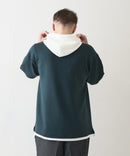 接触冷感 COOLスムース フェイクレイヤード リラックス フィット  Tパーカー BLUE STANDARD