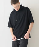 接触冷感 COOLスムース フェイクレイヤード リラックス フィット  Tパーカー BLUE STANDARD