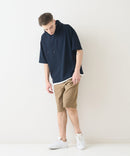 接触冷感 COOLスムース フェイクレイヤード リラックス フィット  Tパーカー BLUE STANDARD