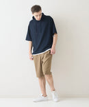 接触冷感 COOLスムース フェイクレイヤード リラックス フィット  Tパーカー BLUE STANDARD