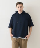 接触冷感 COOLスムース フェイクレイヤード リラックス フィット  Tパーカー BLUE STANDARD