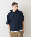 接触冷感 COOLスムース フェイクレイヤード リラックス フィット  Tパーカー BLUE STANDARD