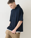 接触冷感 COOLスムース フェイクレイヤード リラックス フィット  Tパーカー BLUE STANDARD