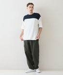 接触冷感 COOLスムース フェイクレイヤード フットボール切り替えリラックスフィットTシャツ  BLUE STANDARD