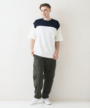 接触冷感 COOLスムース フェイクレイヤード フットボール切り替えリラックスフィットTシャツ  BLUE STANDARD