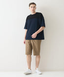 接触冷感 COOLスムース フェイクレイヤード フットボール切り替えリラックスフィットTシャツ  BLUE STANDARD