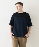 接触冷感 COOLスムース フェイクレイヤード フットボール切り替えリラックスフィットTシャツ  BLUE STANDARD