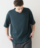 接触冷感 COOLスムース フェイクレイヤード フットボール切り替えリラックスフィットTシャツ  BLUE STANDARD