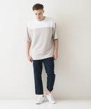 接触冷感 COOLスムース フェイクレイヤード フットボール切り替えリラックスフィットTシャツ  BLUE STANDARD