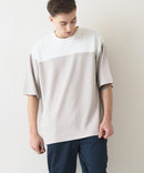 接触冷感 COOLスムース フェイクレイヤード フットボール切り替えリラックスフィットTシャツ  BLUE STANDARD