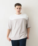 接触冷感 COOLスムース フェイクレイヤード フットボール切り替えリラックスフィットTシャツ  BLUE STANDARD