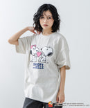 【PEANUTS /ピーナッツ】 オリジナルデザイン 刺繍 Tシャツ スヌーピー  ベル ドロップショルダー ビッグシルエット ユニセックス キャラクター