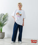 【おさるのジョージ】 オリジナルデザイン 刺繍 Tシャツ ジョージ ドロップショルダー ビッグシルエット ユニセックス キャラクター