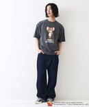 【TOMANDJERRY/トムとジェリー】オリジナルデザイン ジェリー タフィー パウダーブリーチ 加工 Tシャツ ドロップショルダー ビッグシルエット ヴィンテージライク 古着ライク ユニセックス キャラクター