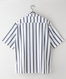 デオドラントドライ 吸水速乾 UVカット ストレッチ無地 ストライプ オープンカラーシャツ 開襟シャツ【BLUE STANDARD/ブルースタンダード】