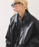 【SAVIER:サビアー】オーバーサイズ フェイクレザー A-2型 フライトブルゾン