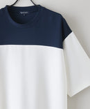 接触冷感 COOLスムース フェイクレイヤード フットボール切り替えリラックスフィットTシャツ  BLUE STANDARD