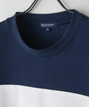 接触冷感 COOLスムース フェイクレイヤード フットボール切り替えリラックスフィットTシャツ  BLUE STANDARD