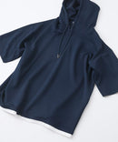 接触冷感 COOLスムース フェイクレイヤード リラックス フィット  Tパーカー BLUE STANDARD