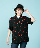 接触冷感 総柄 アロハシャツ レーヨン100% オープンカラー 開襟 ストリート モード カジュアル 夏服  UNIIT ユニット