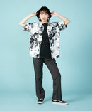 接触冷感 総柄 アロハシャツ レーヨン100% オープンカラー 開襟 ストリート モード カジュアル 夏服  UNIIT ユニット