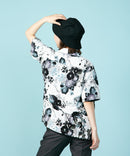 接触冷感 総柄 アロハシャツ レーヨン100% オープンカラー 開襟 ストリート モード カジュアル 夏服  UNIIT ユニット