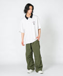 【UNIIT×RED CAP GIRL】冷感 ポンチ 半袖 ハーフジップ ポロ ワンポイント胸刺繍  とろみポンチ