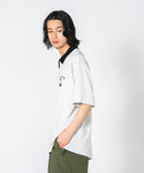 【UNIIT×RED CAP GIRL】冷感 ポンチ 半袖 ハーフジップ ポロ ワンポイント胸刺繍  とろみポンチ