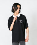 【UNIIT×RED CAP GIRL】冷感 ポンチ 半袖 ハーフジップ ポロ ワンポイント胸刺繍  とろみポンチ