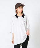 【UNIIT×RED CAP GIRL】冷感 ポンチ 半袖 ハーフジップ ポロ ワンポイント胸刺繍  とろみポンチ