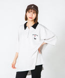 【UNIIT×RED CAP GIRL】冷感 ポンチ 半袖 ハーフジップ ポロ ワンポイント胸刺繍  とろみポンチ