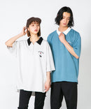 【UNIIT×RED CAP GIRL】冷感 ポンチ 半袖 ハーフジップ ポロ ワンポイント胸刺繍  とろみポンチ