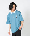 【UNIIT×RED CAP GIRL】冷感 ポンチ 半袖 ハーフジップ ポロ ワンポイント胸刺繍  とろみポンチ