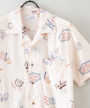 接触冷感 総柄 アロハシャツ レーヨン100% オープンカラー 開襟 ストリート モード カジュアル 夏服  UNIIT ユニット