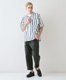 デオドラントドライ 吸水速乾 UVカット ストレッチ無地 ストライプ オープンカラーシャツ 開襟シャツ【BLUE STANDARD/ブルースタンダード】