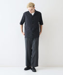 デオドラントドライ 吸水速乾 UVカット ストレッチ無地 ストライプ オープンカラーシャツ 開襟シャツ【BLUE STANDARD/ブルースタンダード】