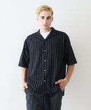 デオドラントドライ 吸水速乾 UVカット ストレッチ無地 ストライプ オープンカラーシャツ 開襟シャツ【BLUE STANDARD/ブルースタンダード】