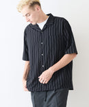 デオドラントドライ 吸水速乾 UVカット ストレッチ無地 ストライプ オープンカラーシャツ 開襟シャツ【BLUE STANDARD/ブルースタンダード】