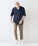 デオドラントドライ 吸水速乾 UVカット ストレッチ無地 ストライプ オープンカラーシャツ 開襟シャツ【BLUE STANDARD/ブルースタンダード】