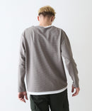 【Blue Standard/ブルースタンダード】ドライリップル フェイクレイヤード キーネックロンT カットソー 吸水速乾 ストレッチ イージーケア さらさら快適 晩夏初秋