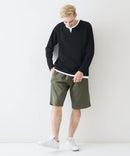 【Blue Standard/ブルースタンダード】ドライリップル フェイクレイヤード キーネックロンT カットソー 吸水速乾 ストレッチ イージーケア さらさら快適 晩夏初秋