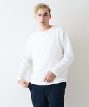 【Blue Standard/ブルースタンダード】ドライリップル フェイクレイヤード キーネックロンT カットソー 吸水速乾 ストレッチ イージーケア さらさら快適 晩夏初秋