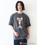 【TOMANDJERRY/トムとジェリー】オリジナルデザイン ジェリー タフィー パウダーブリーチ 加工 Tシャツ ドロップショルダー ビッグシルエット ヴィンテージライク 古着ライク ユニセックス キャラクター